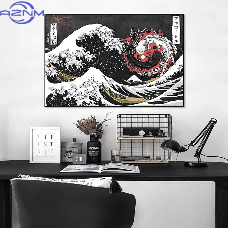 AZNM Canvas Painting Big Wavy  - đánh giá và giá Japanese Traditional Lifestyle